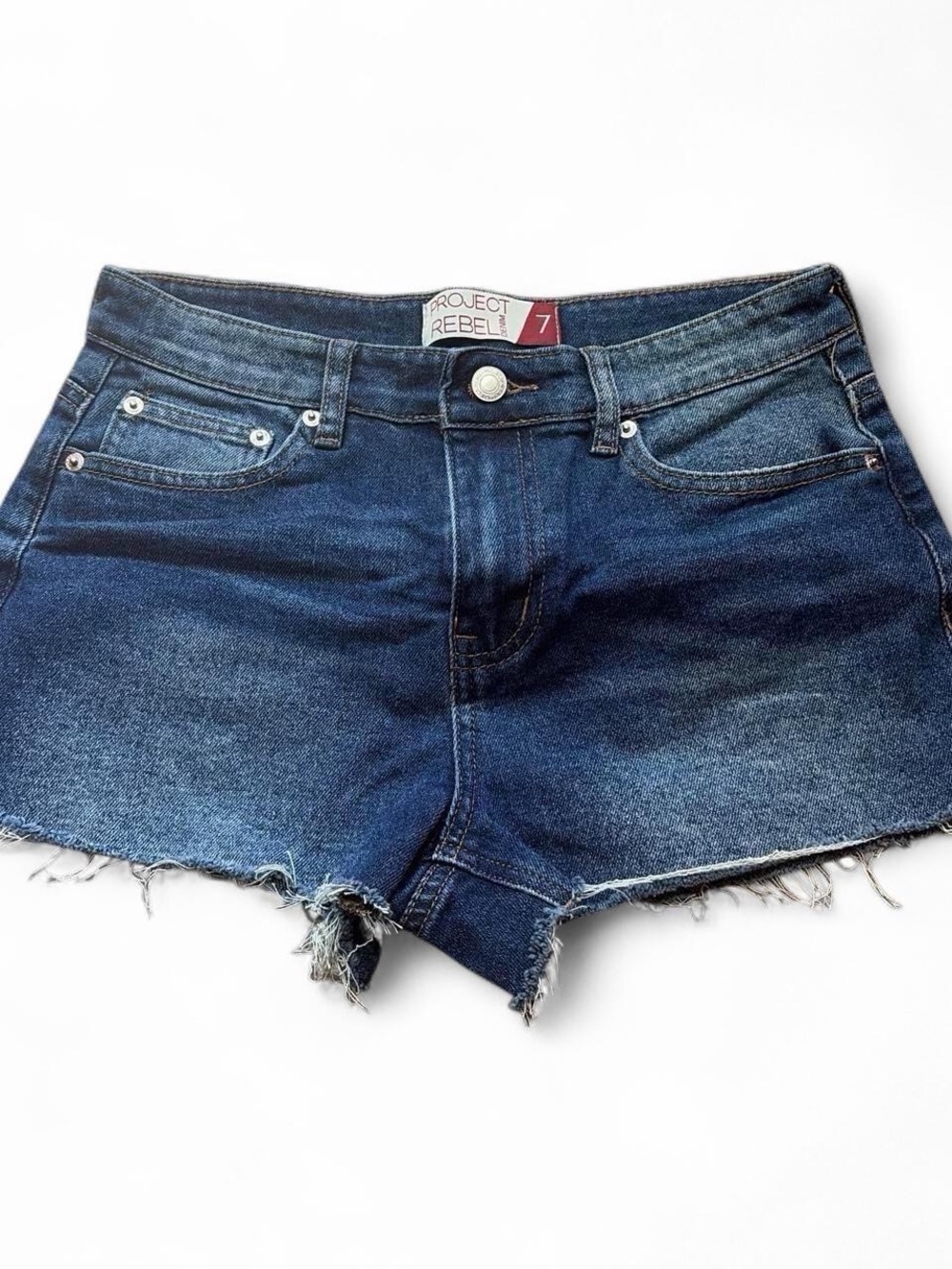 rebels Dark Indigo Distressed Denim Shorts